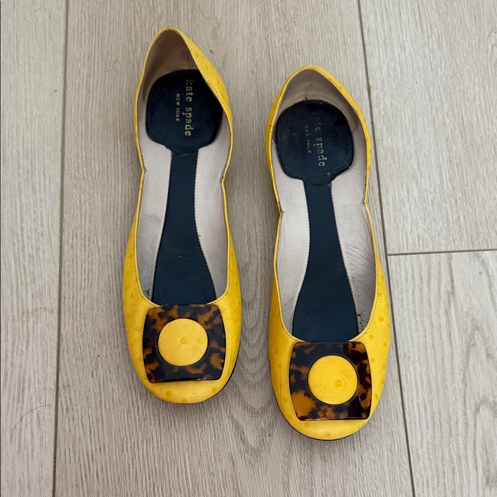 Kate Spade Yellow Flats with Tortoise Accent